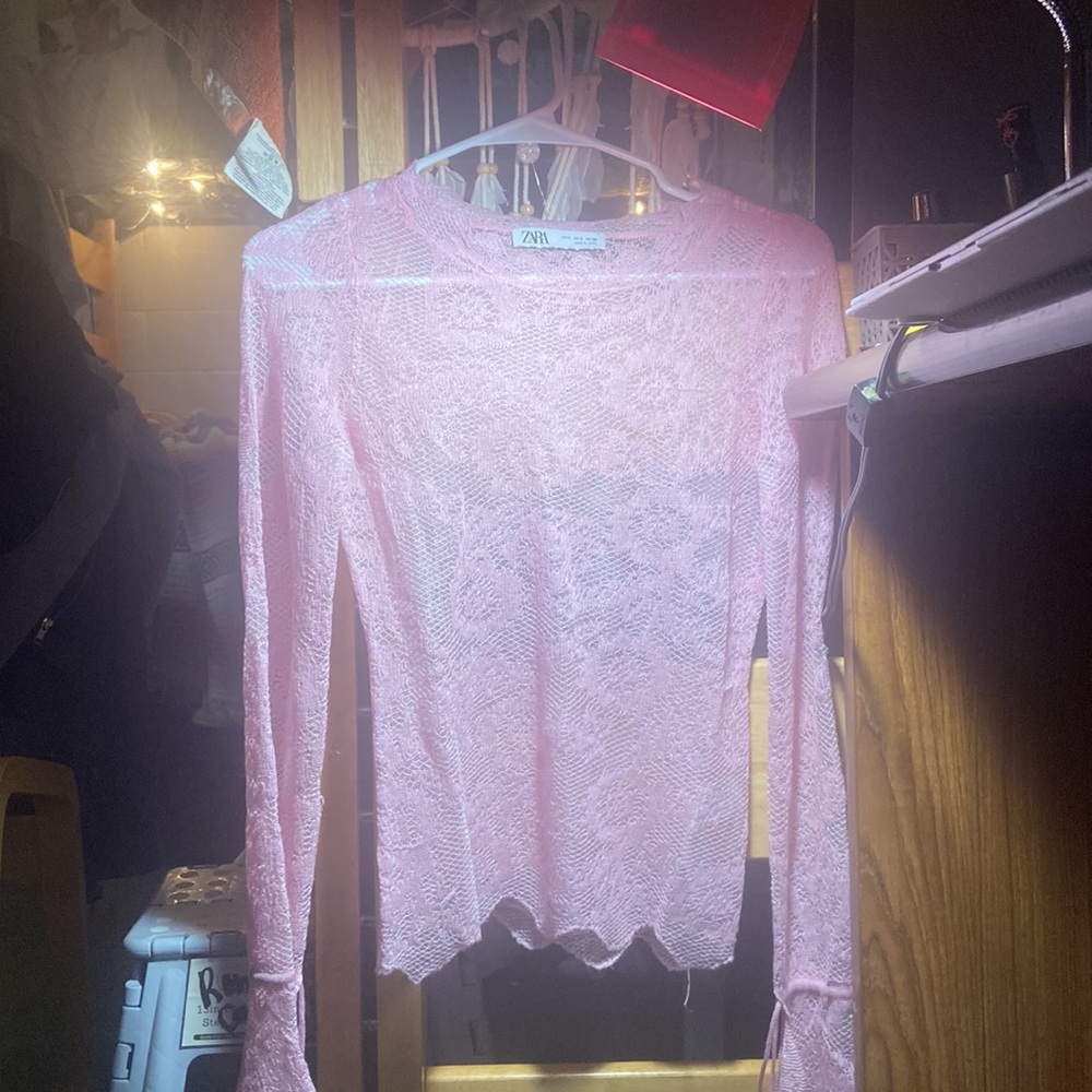 Zara Pink Lack Knit Sweater